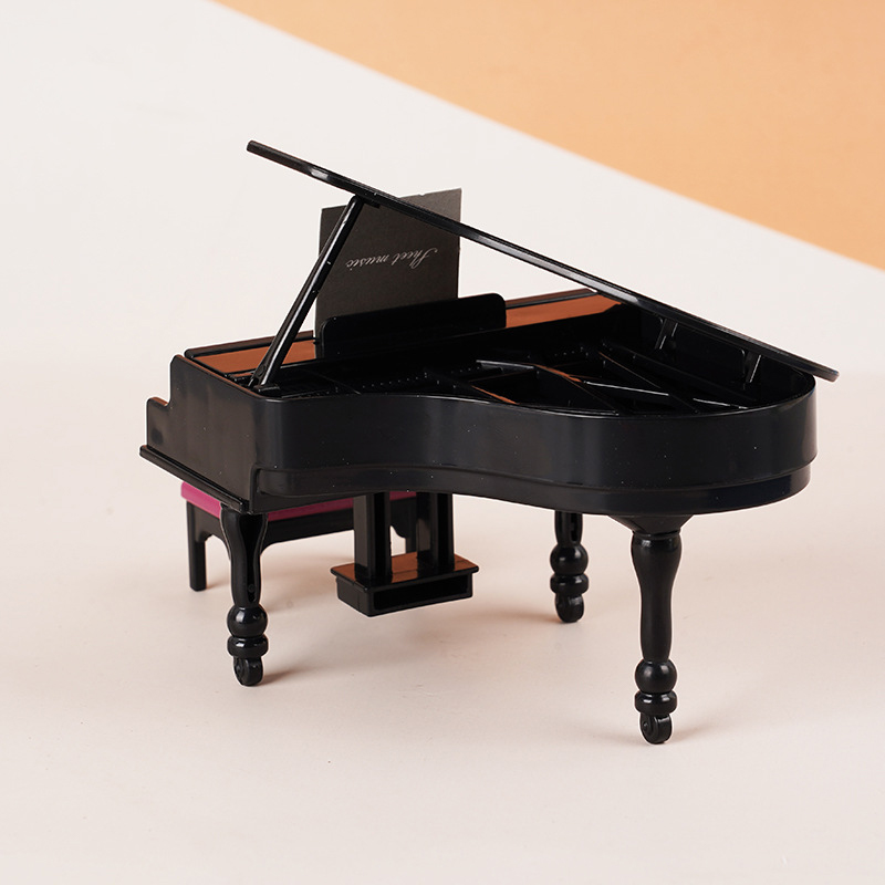 Home Decor Furniture - 1:12 Dollhouse Miniature Piano W/Stool Instrument