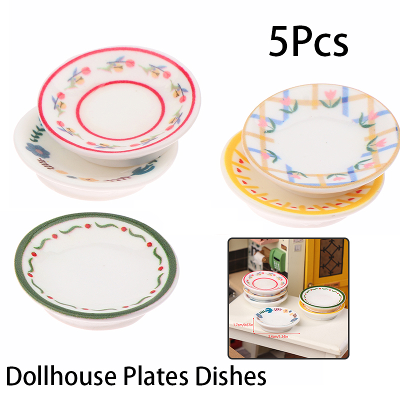 Home Decor Kolkata - 5Pcs 1/12 Dollhouse Mini Plates Dishes