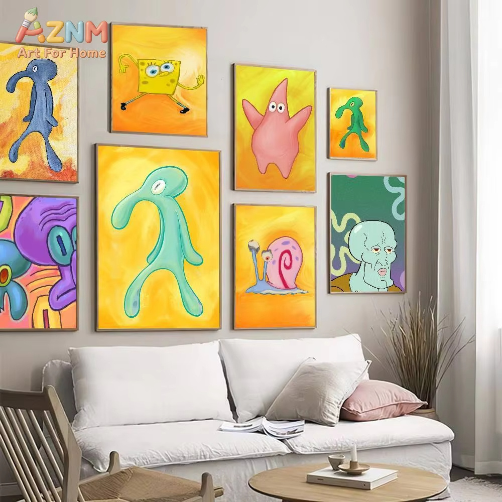 Geometric Wall Art - 1pc AZMN SpongeBob SquarePants Abstract Character