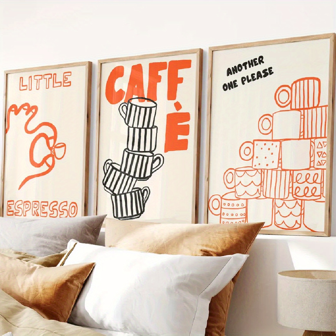 Home Decor Orange - 1/3pcs Italian Coffee Canvas Poster Minimalist