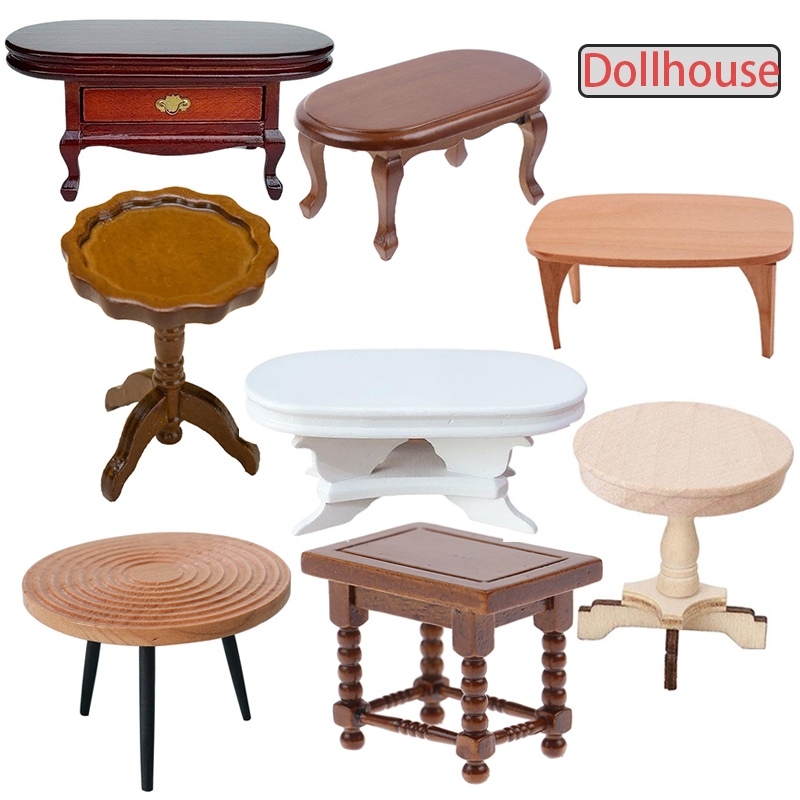 Home Decor Furniture - 1:12 Dollhouse Miniature Round Table Tea
