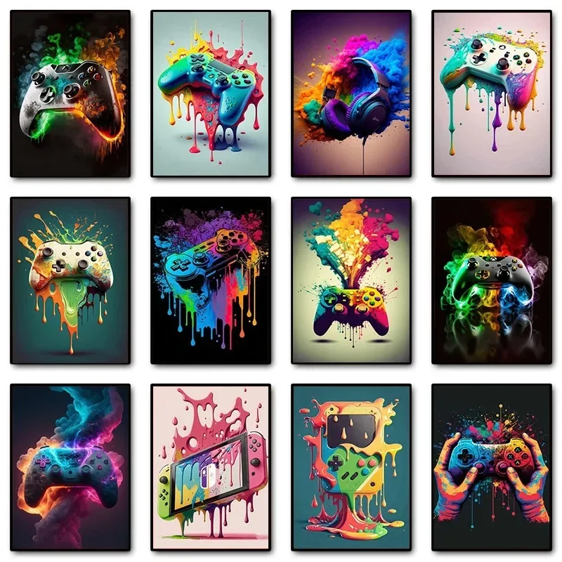 Geometric Wall Art - Colorful Pop Art Gamer Controller Gaming