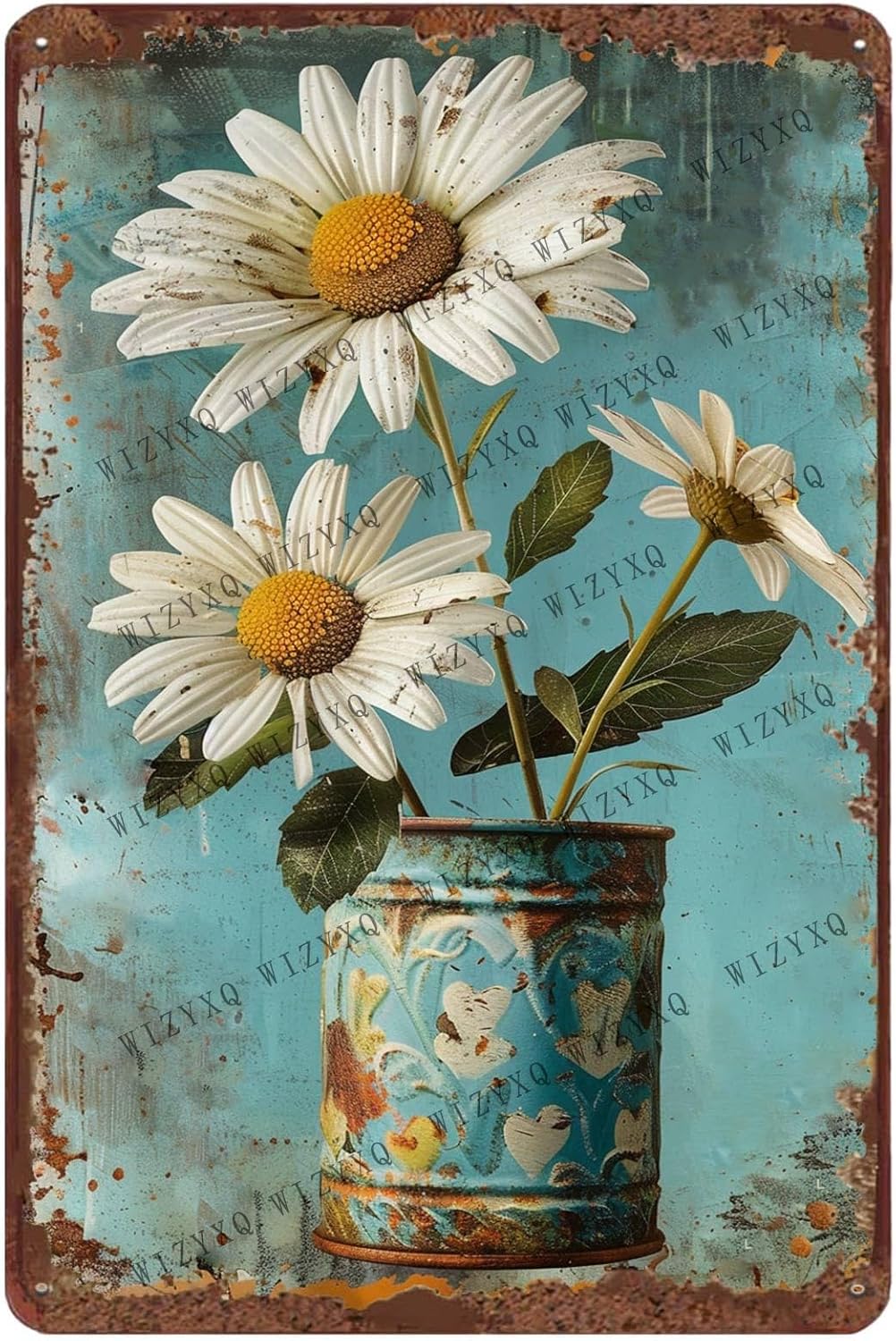 Home Decor Kolkata - Metal Signs White Daisy Flower Vintage