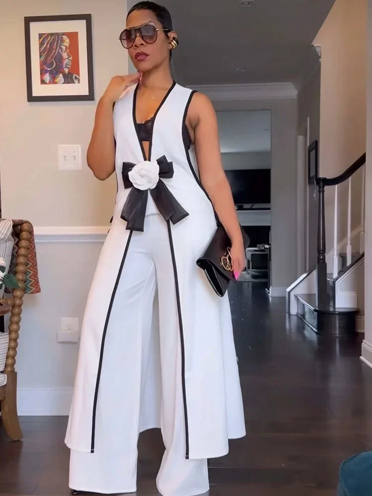 Home Decor Zara - Bow Tie Appliques V-neck Sleeveless Long