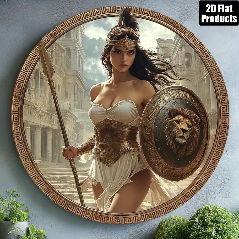Home Decor Kolkata - Vintage Greek Warrior Round Aluminum Wall