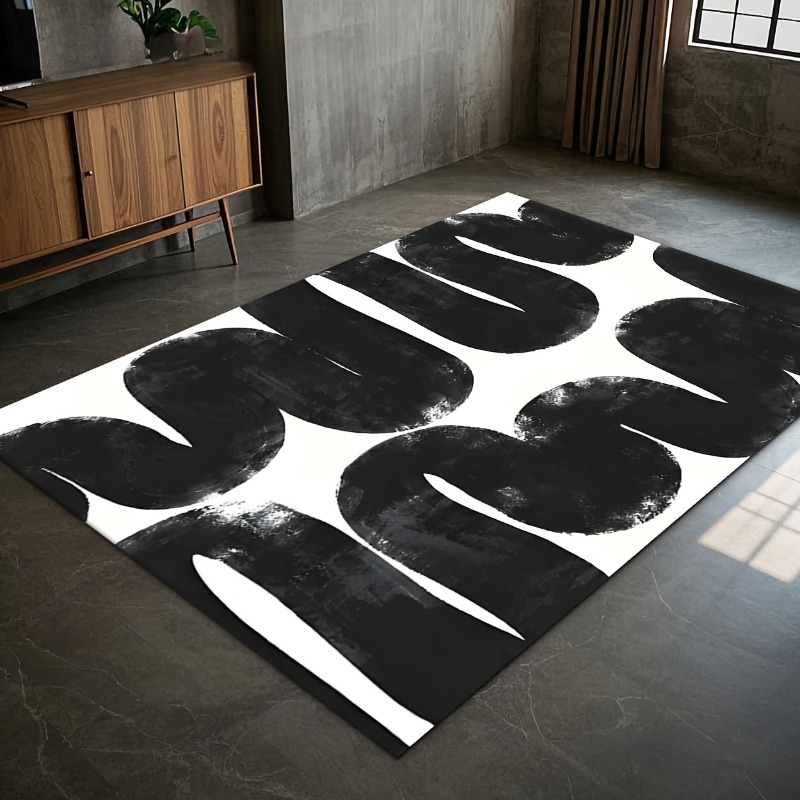 Home Decor Ig - Modern Minimalist Living Room Rug Black