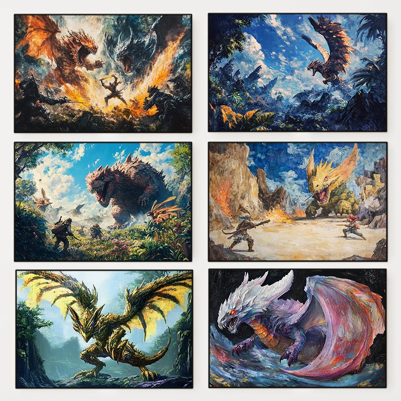 Home Decor Video - 1pc frameless Monster Hunter Ai World