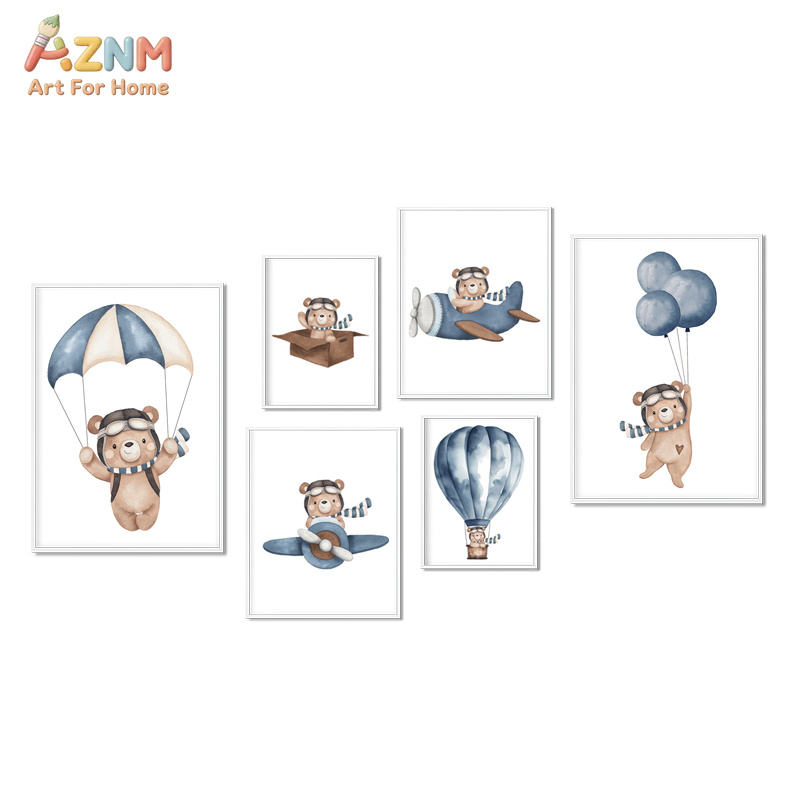 Home Decor Pt - AZNM Unframed Canvas Print Watercolor Pilot