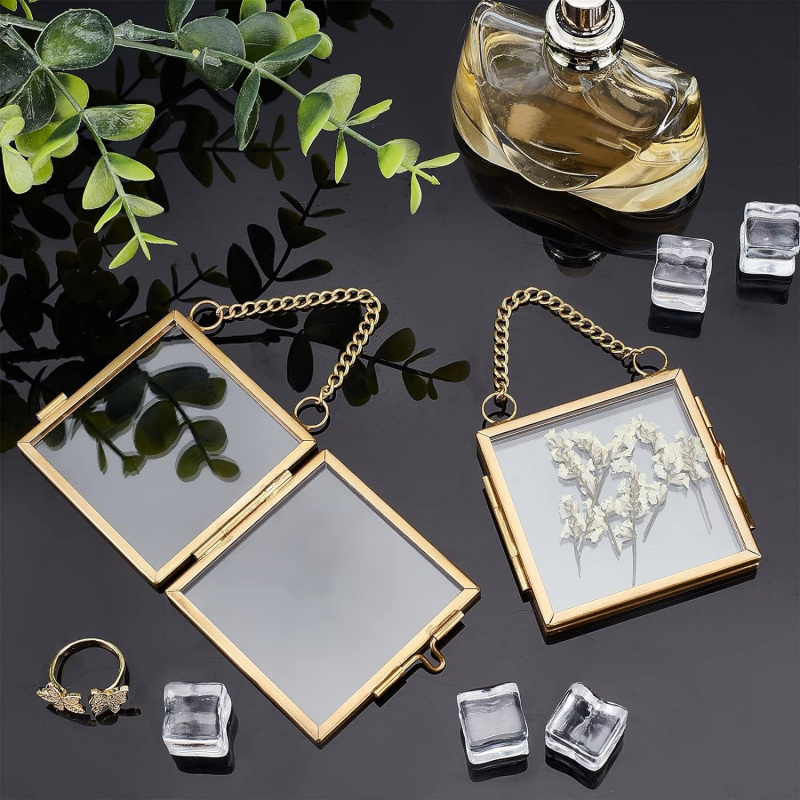 Dried Flower Bouquet - Simple metal photo frame, high-transparency glass