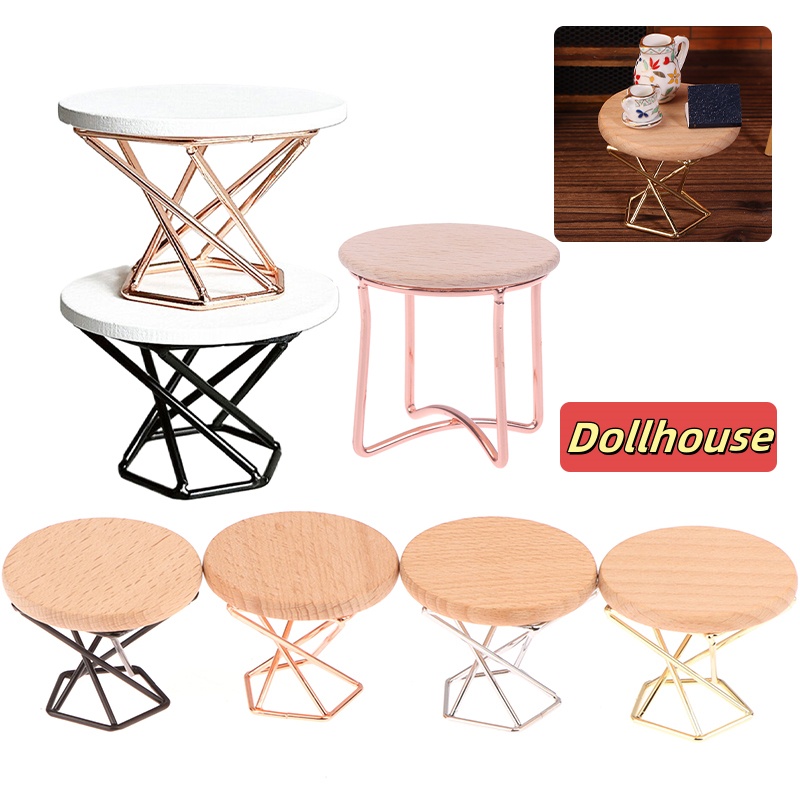 Home Decor Furniture - 1/12 Dollhouse Simulation Coffee Table Round