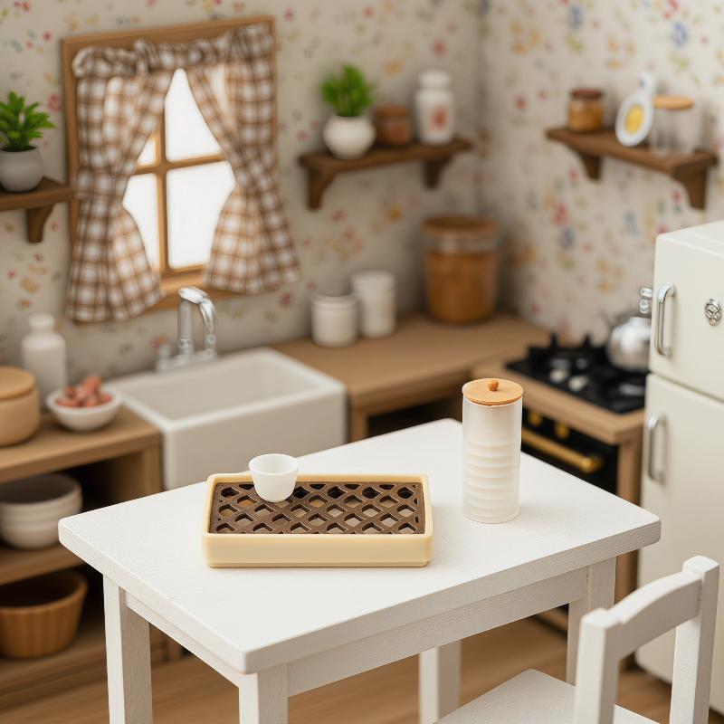 Home Decor Solution - Miniature Tea Tray Set for Dollhouse