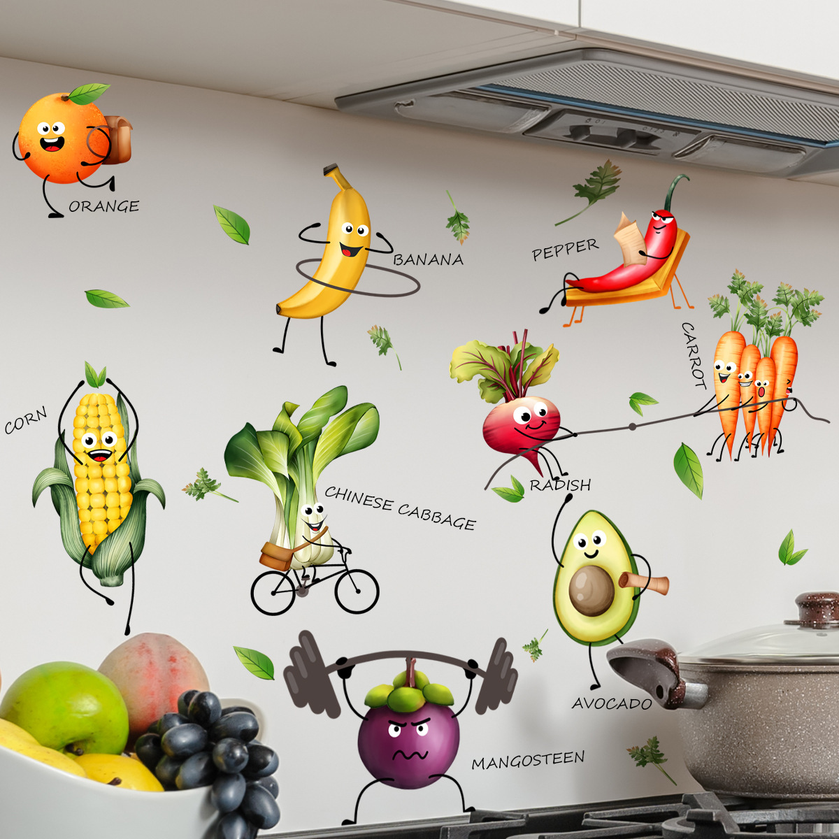 Cartoon Emoji Fruit Wall Stick - đánh giá và giá Home Decor Emoji
