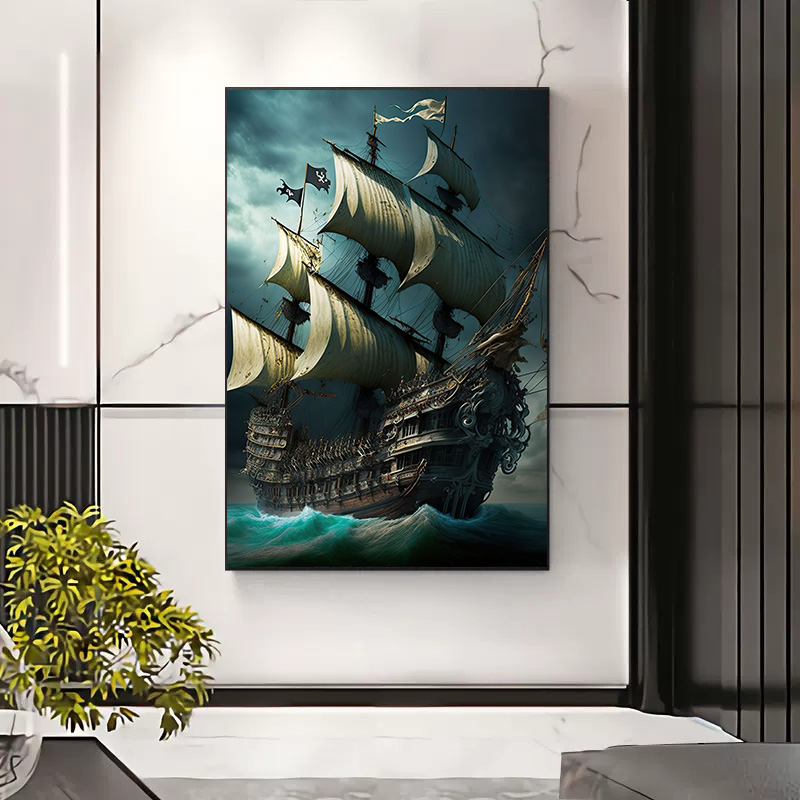 Abstract Pirate Ship Sea Moon  - đánh giá và giá Home Decor Nautical