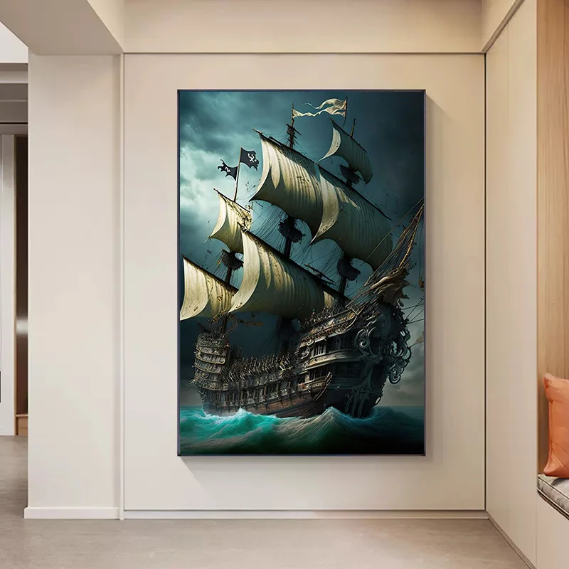 Abstract Pirate Ship Sea Moon  - đánh giá và giá Home Decor Nautical
