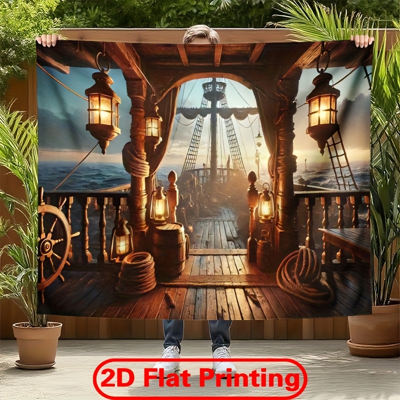 Nautical Pirate Ship Tapestry  - đánh giá và giá Home Decor Nautical