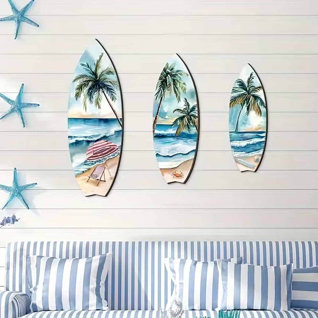 3pcs Ocean View Surfboard Wood - đánh giá và giá Home Decor Nautical