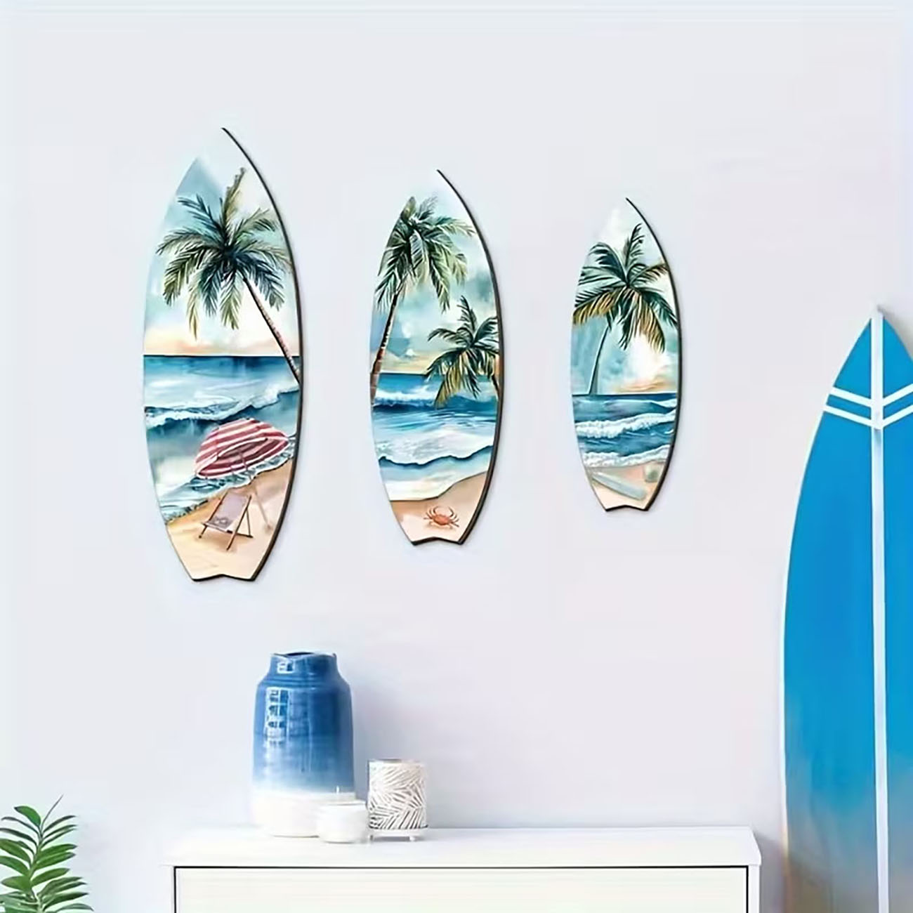 3pcs Ocean View Surfboard Wood - đánh giá và giá Home Decor Nautical