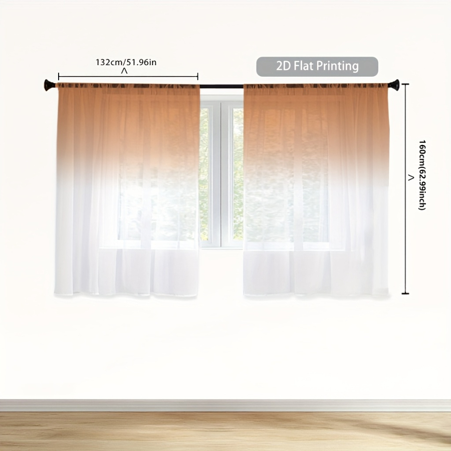 2PCS Digital Print Sheer Curta - đánh giá và giá Home Decor Orange