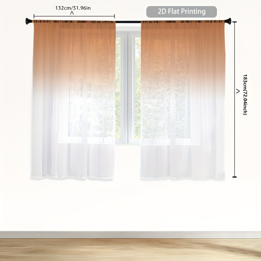 2PCS Digital Print Sheer Curta - đánh giá và giá Home Decor Orange