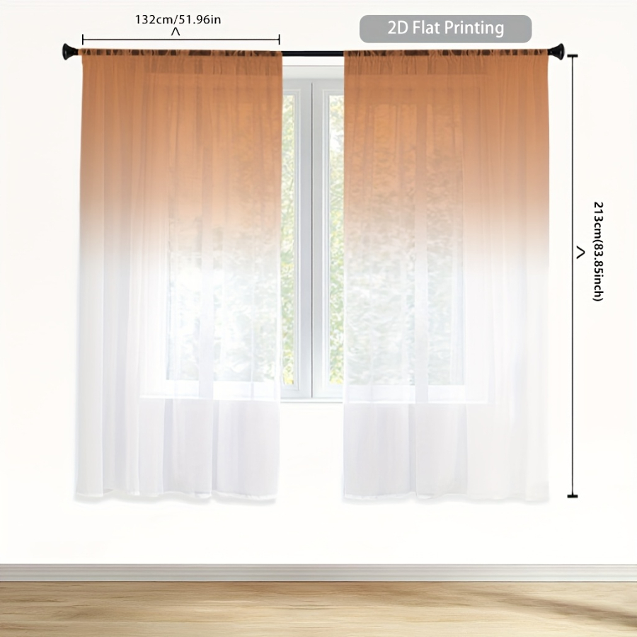 2PCS Digital Print Sheer Curta - đánh giá và giá Home Decor Orange