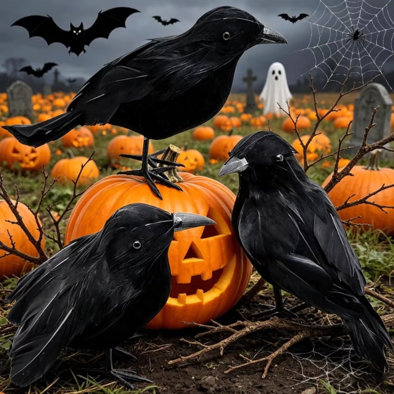 1PC Black Crow Halloween Decor - đánh giá và giá Home Decor Garden