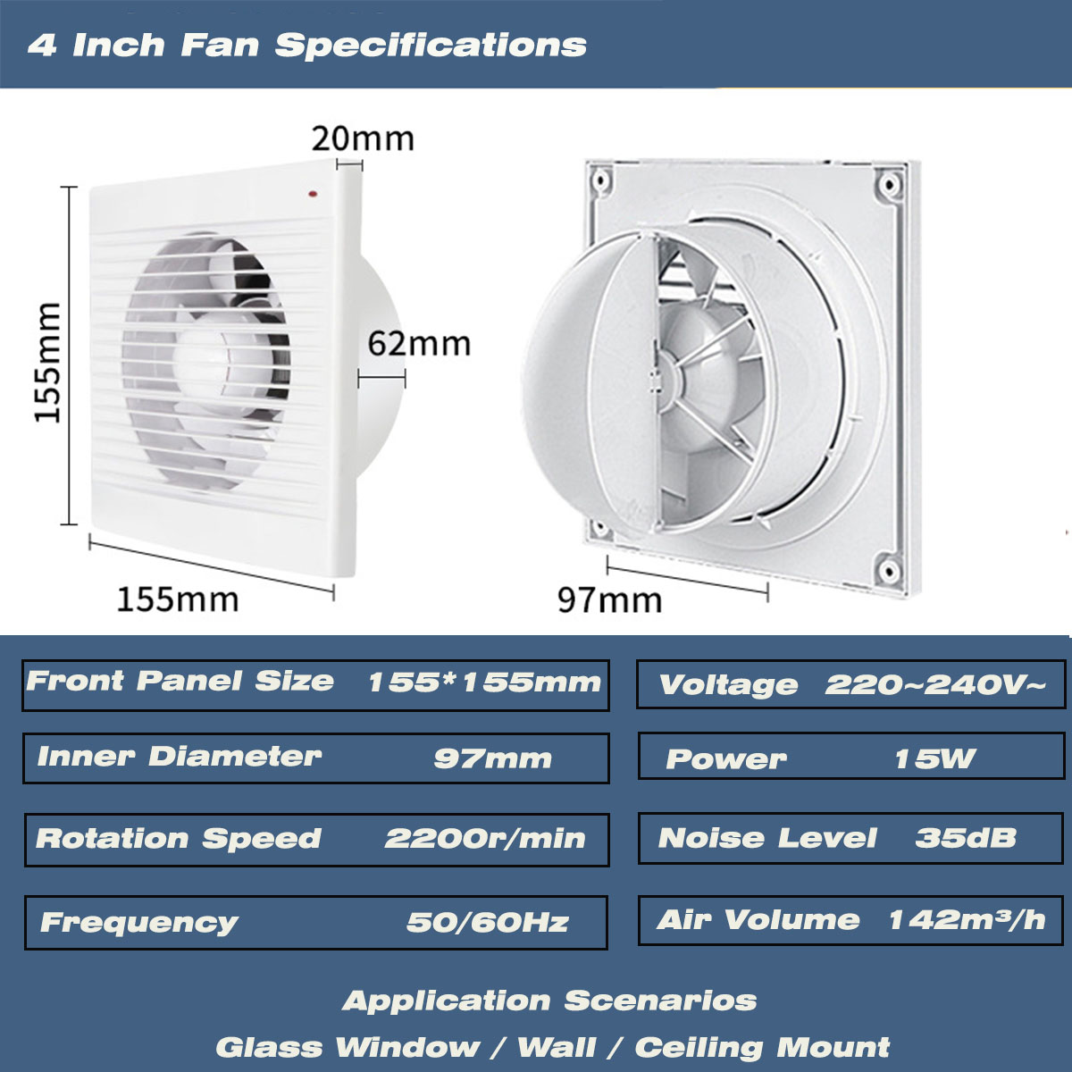 4 Inch Silent Window Mount Exh - đánh giá và giá Home Decor Uk