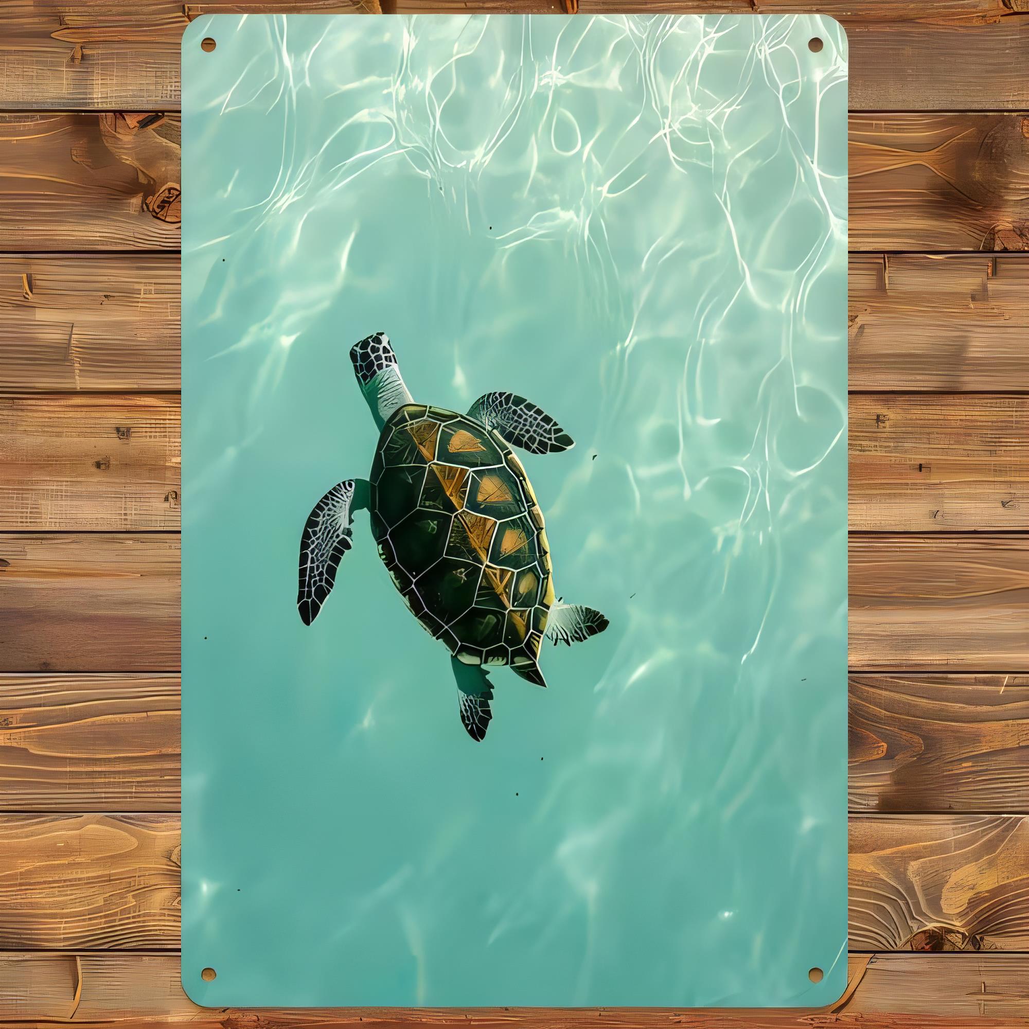 Tin Sign Sea Turtle Underwater - đánh giá và giá Home Decor Nautical