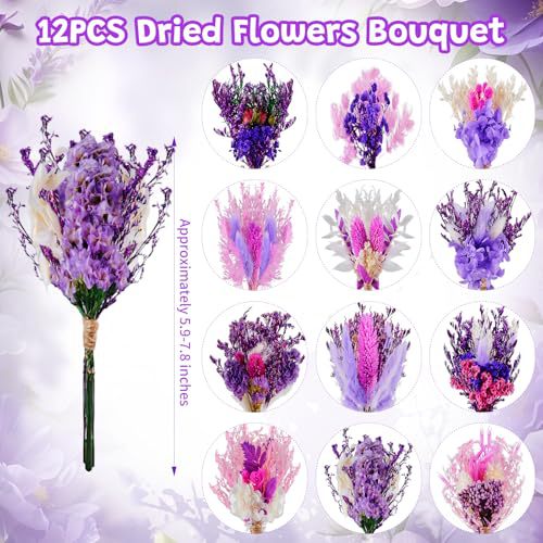 12PCS Mini Dried Flower Bouque - đánh giá và giá Dried Flower Bouquet