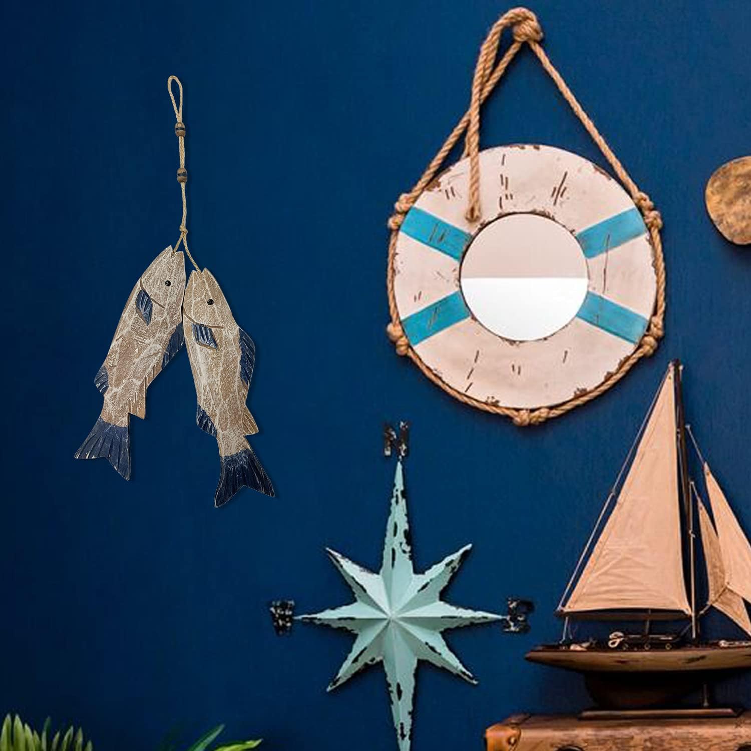 Carved Antique Wood Fish Wall  - đánh giá và giá Home Decor Nautical