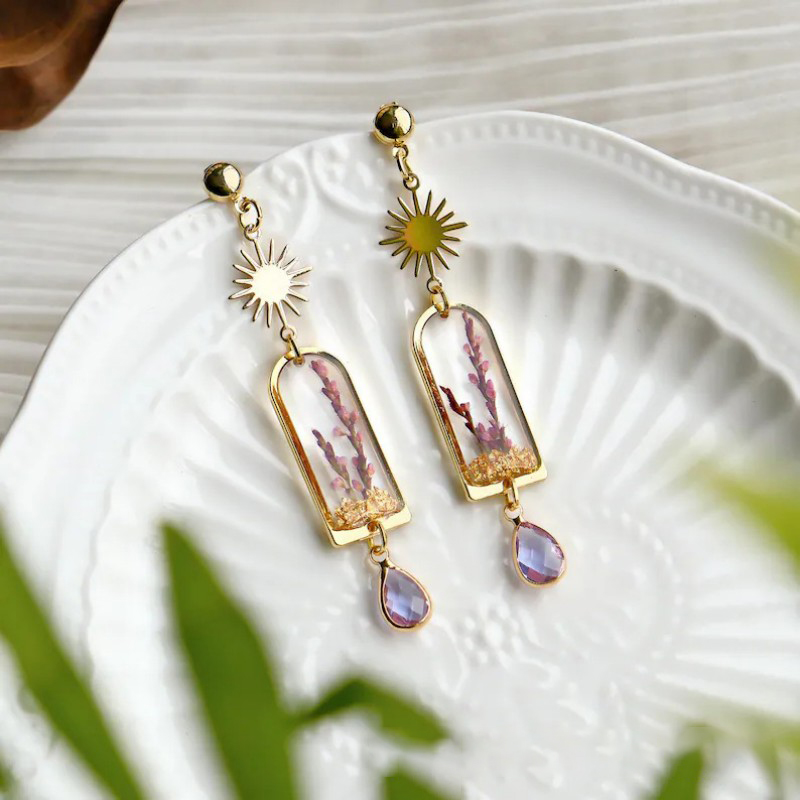 Unique Purple Lavender Earring - đánh giá và giá Dried Flower Bouquet