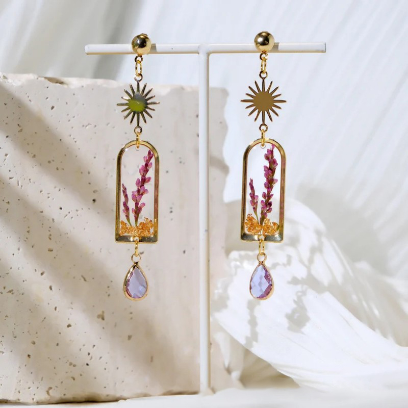 Unique Purple Lavender Earring - đánh giá và giá Dried Flower Bouquet