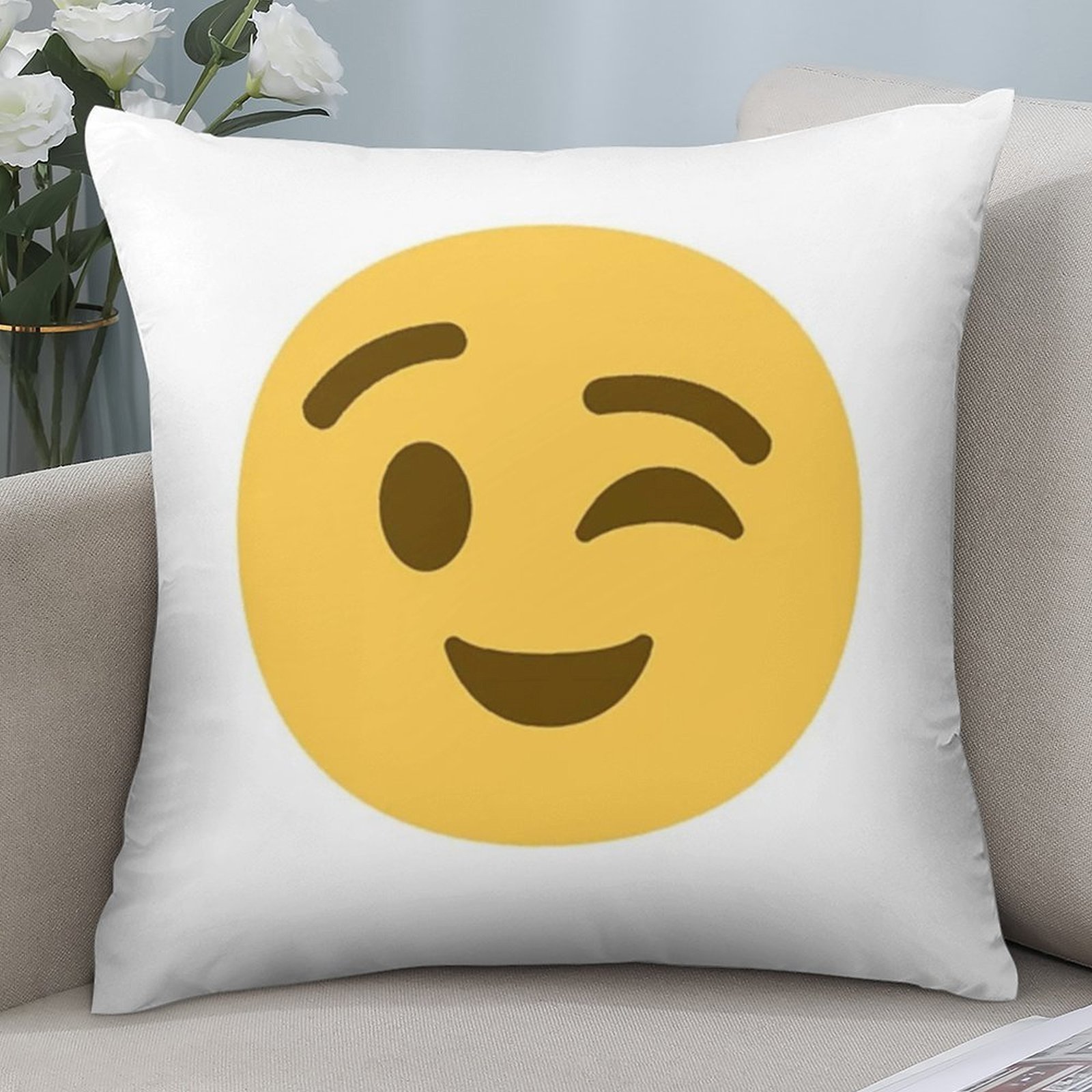 Cute Winking Emoji Pillowcase, - đánh giá và giá Home Decor Emoji