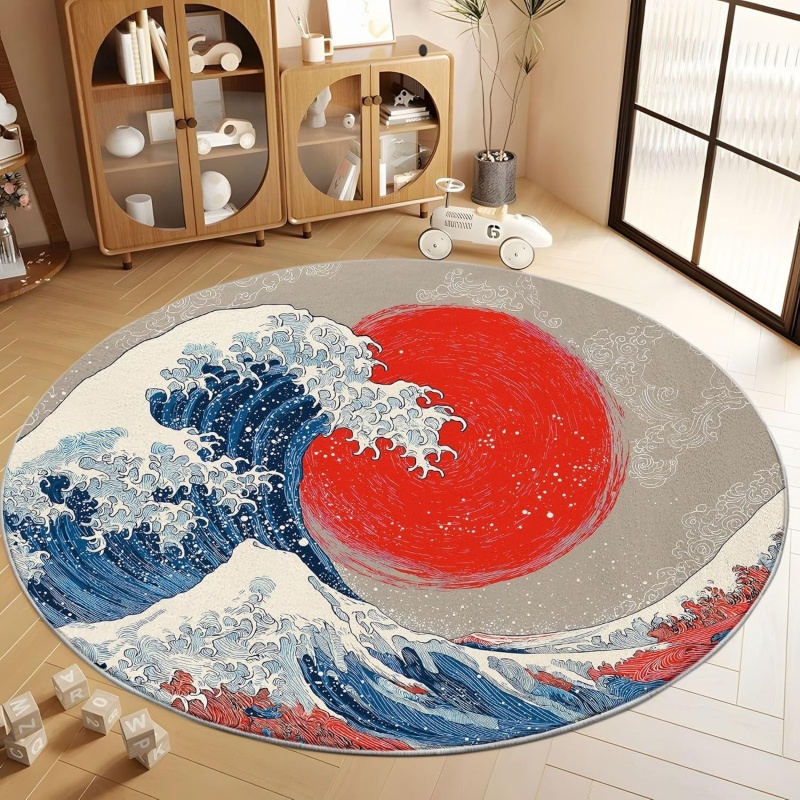 Japanese Wave Round Rug Cherry - đánh giá và giá Home Decor Retailers