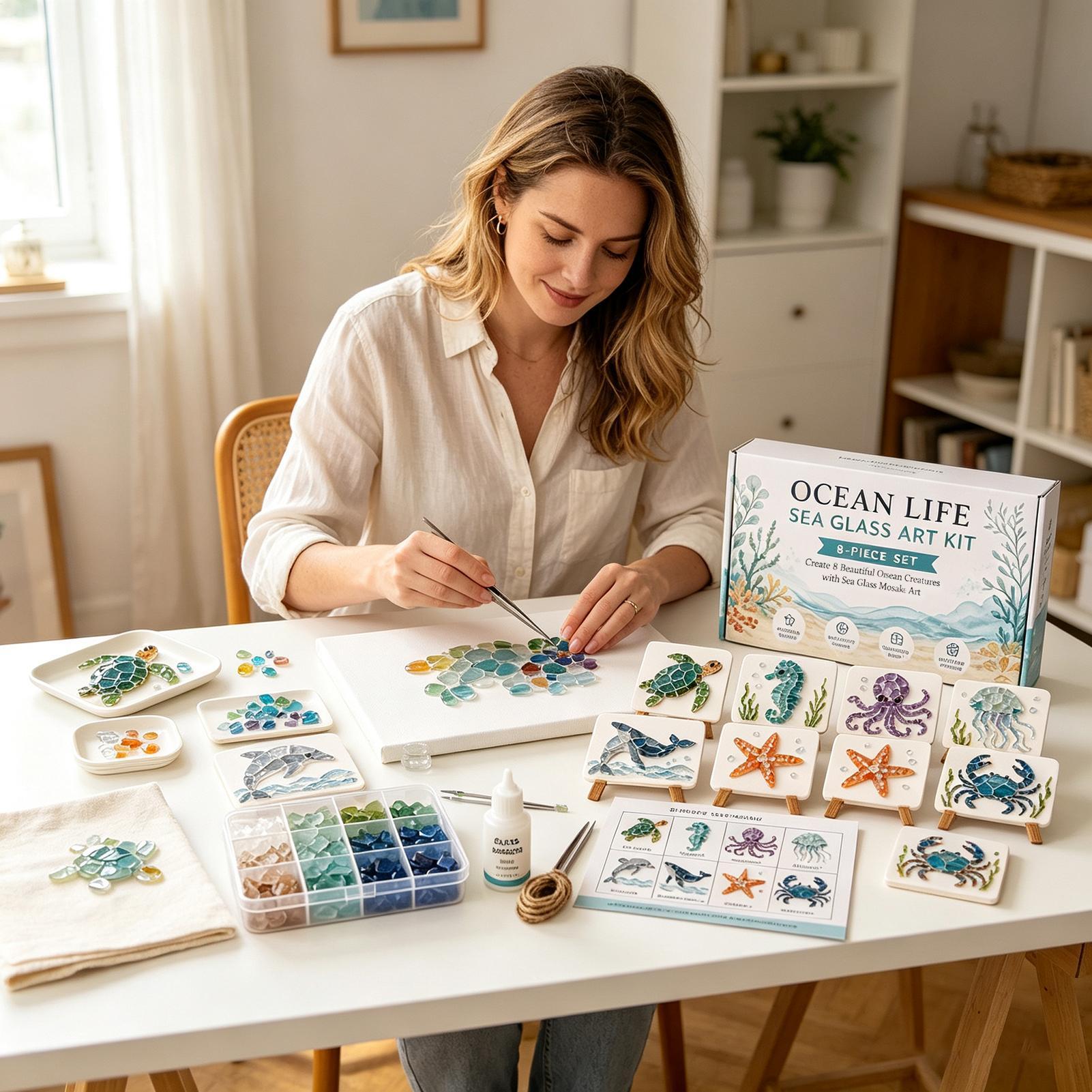 1pc Ocean Life Sea Glass Mosai - đánh giá và giá Home Decor Nautical