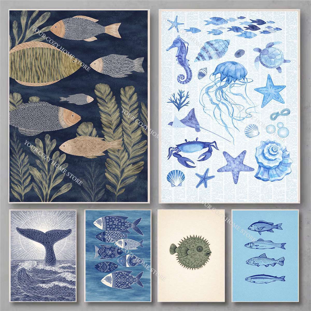 Minimalist Nautical Fish and W - đánh giá và giá Home Decor Nautical