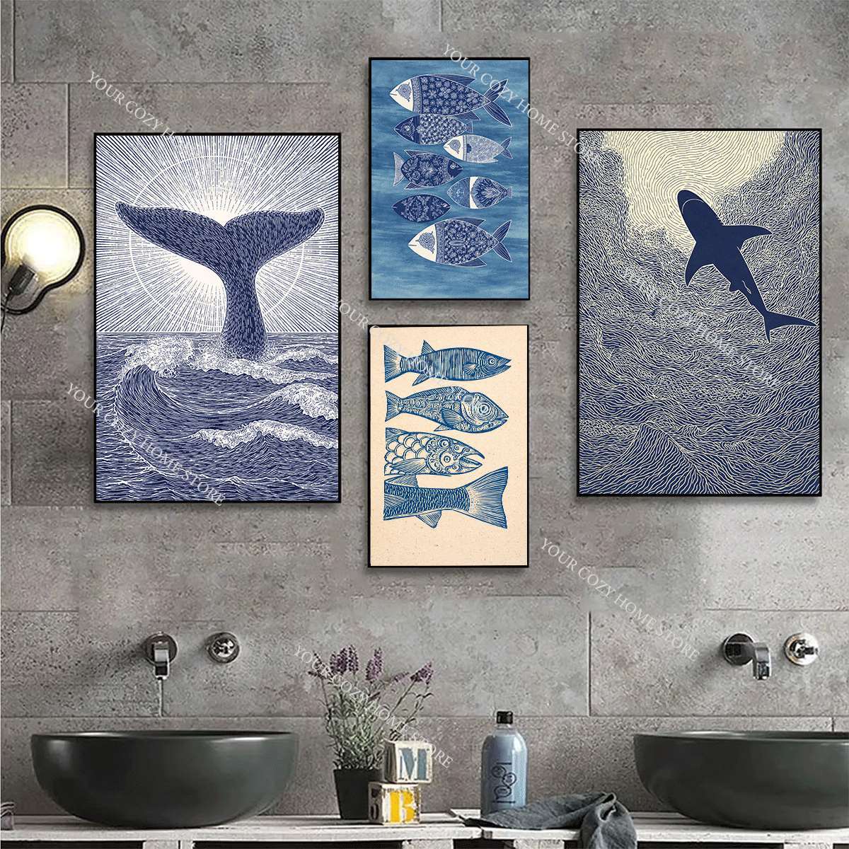 Minimalist Nautical Fish and W - đánh giá và giá Home Decor Nautical